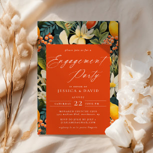 Tropical Orange Paradise Engagement Party Invitation
