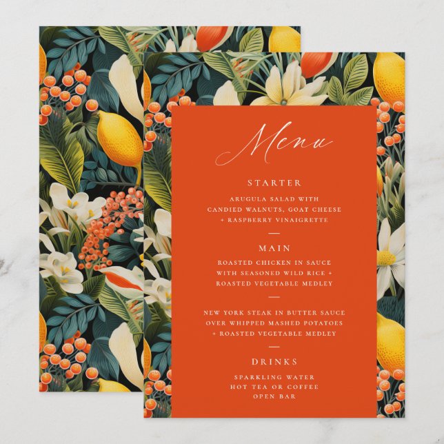 Tropical Orange Paradise Menu (Front/Back)