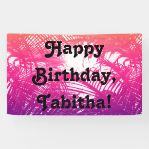 Tropical Orange, Pink, & Purple Palm Fronds Banner
