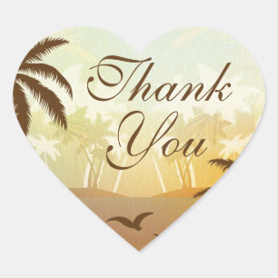 Tropical Orange Scenic Beach Thank You Sticker