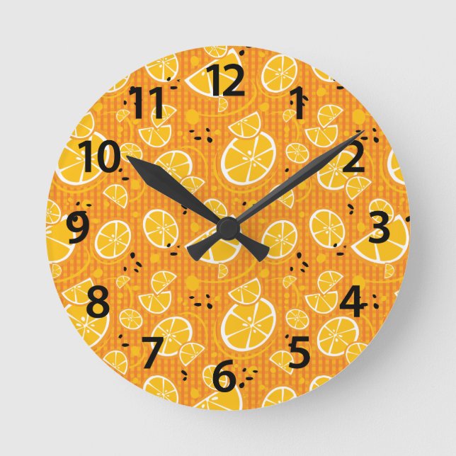 Tropical Orange Slices Wedges Citrus Summer Fruit Round Clock (Front)