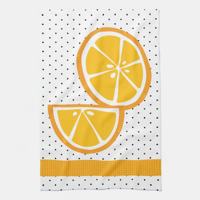 Tropical Orange Slices Wedges Citrus Summer Fruit Tea Towel (Vertical)