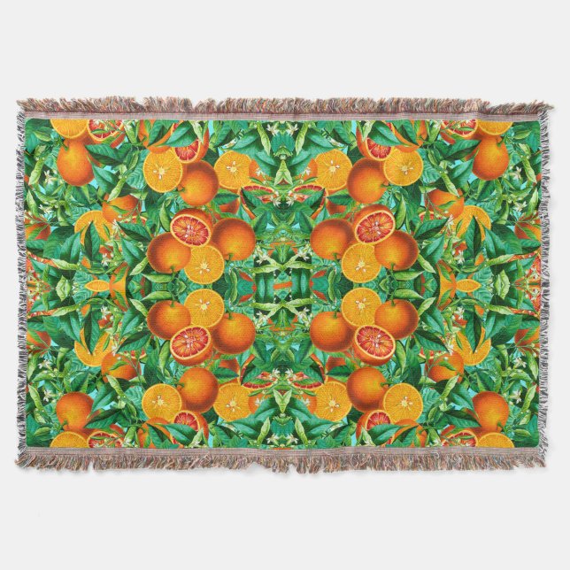 TROPICAL ORANGES THROW BLANKET (Front)