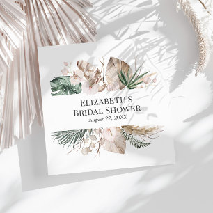 Tropical Orchid and Monstera Bridal Shower Napkin