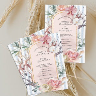 Tropical Orchid Arch Floral Destination Wedding  Invitation