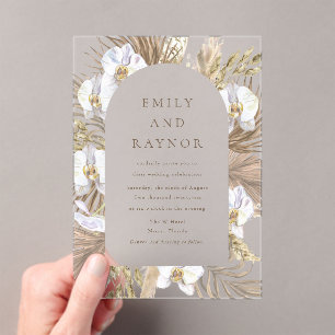 Tropical Orchid Beach Wedding Acrylic Invitations