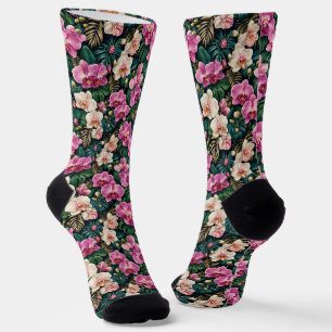Tropical Orchid Botanical Elegance Socks