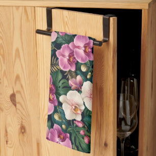 Tropical Orchid Botanical Elegance Tea Towel