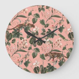 Tropical orchid, butterflies: exotic watercolor. large clock