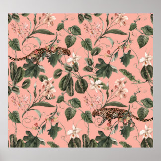 Tropical orchid, butterflies: exotic watercolor. poster