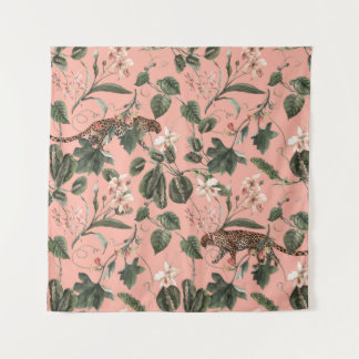 Tropical orchid, butterflies: exotic watercolor. tapestry