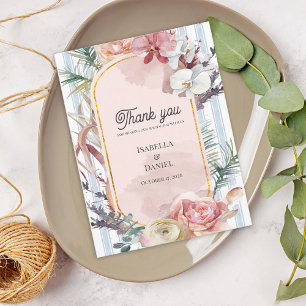 Tropical Orchid Destination Wedding Thank You Postcard