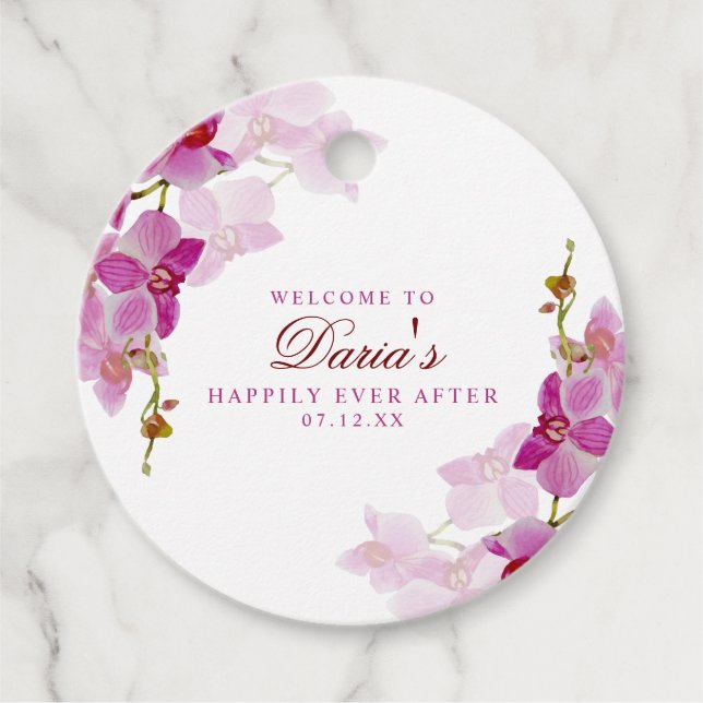 Tropical Orchid Favour Tags (Front)