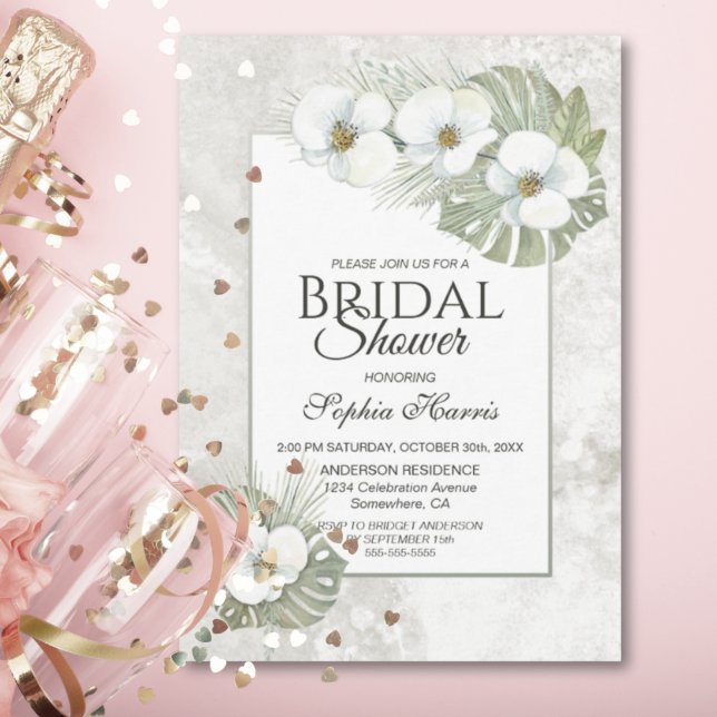 Tropical Orchid Floral Bridal Shower Invitation (Creator Uploaded)