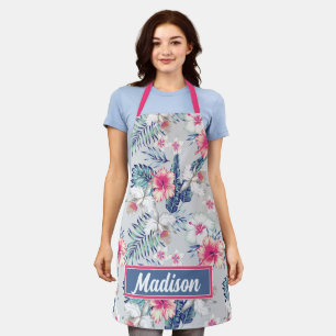 Tropical Orchid Floral Pattern Apron