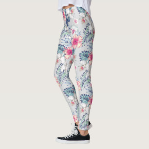 Tropical Orchid Floral Pattern Leggings