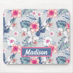 Tropical Orchid Floral Pattern Mouse Mat