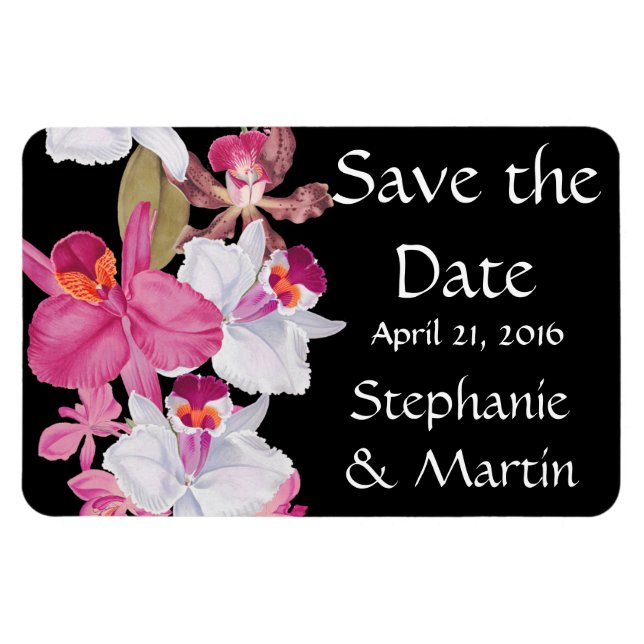 Tropical Orchid Flower Floral Save the Date Magnet (Horizontal)