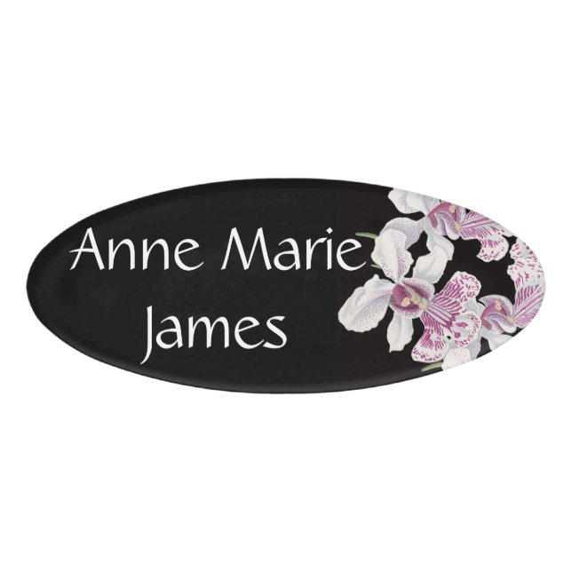 Tropical Orchid Flowers Floral Name Tag (Front)