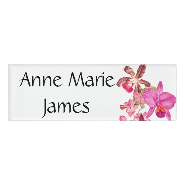 Tropical Orchid Flowers Floral Name Tag (Front)