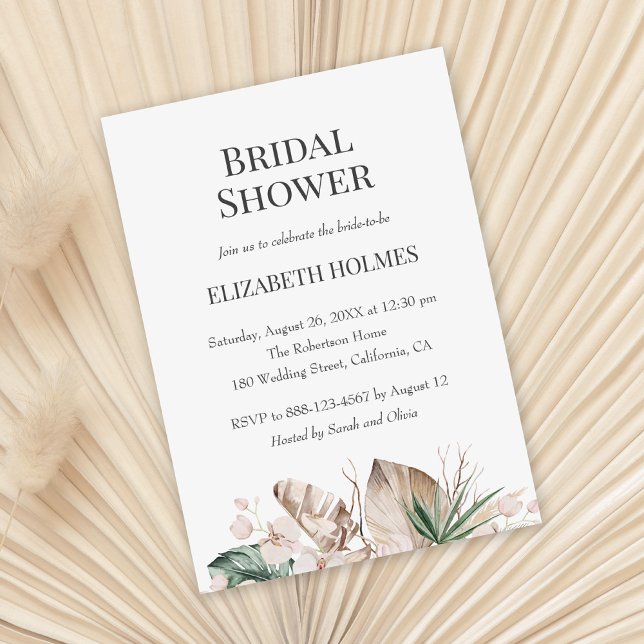 Tropical Orchid Monstera Bridal Shower Invitation (Creator Uploaded)