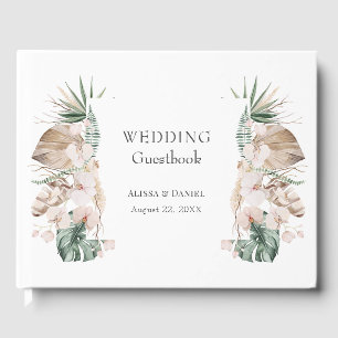 Tropical Orchid Monstera Wedding Guest Book