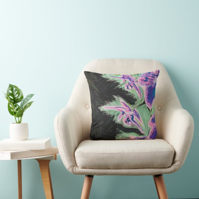 'Tropical Orchid' Painting on a  Cushion (Chair)