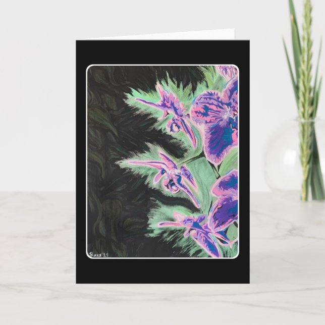 'Tropical Orchid' Painting on a  Thank You Card (Front)