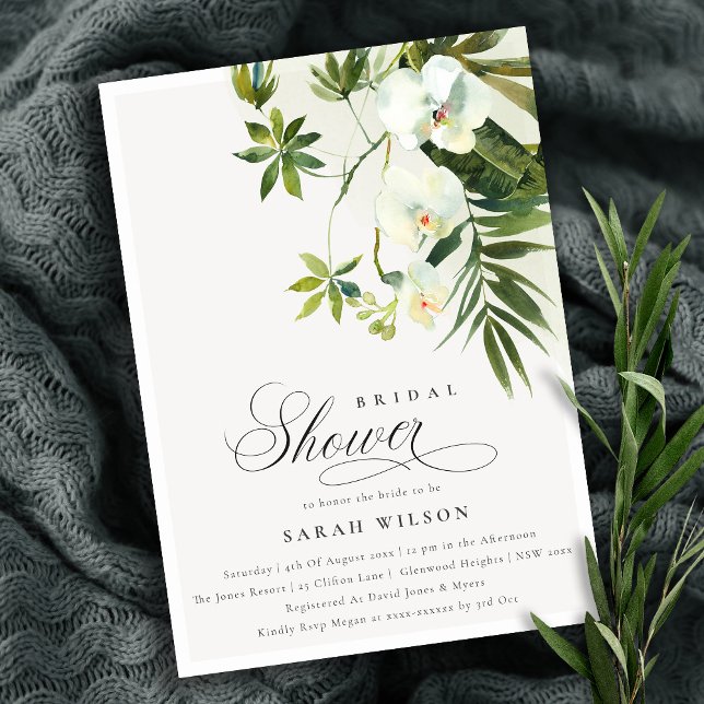 Tropical Orchid Palm Fauna Bridal Shower Invite (Creator Uploaded)