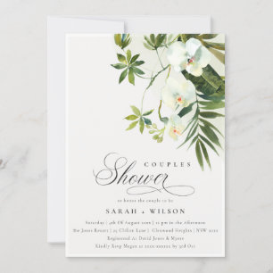 Tropical Orchid Palm Fauna Couples Shower Invite