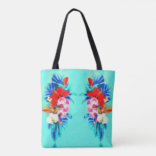Tropical orchid palm monstera leaf Hawaiian floral Tote Bag