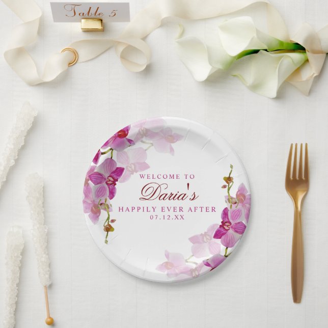 Tropical Orchid Paper Plate (Wedding)