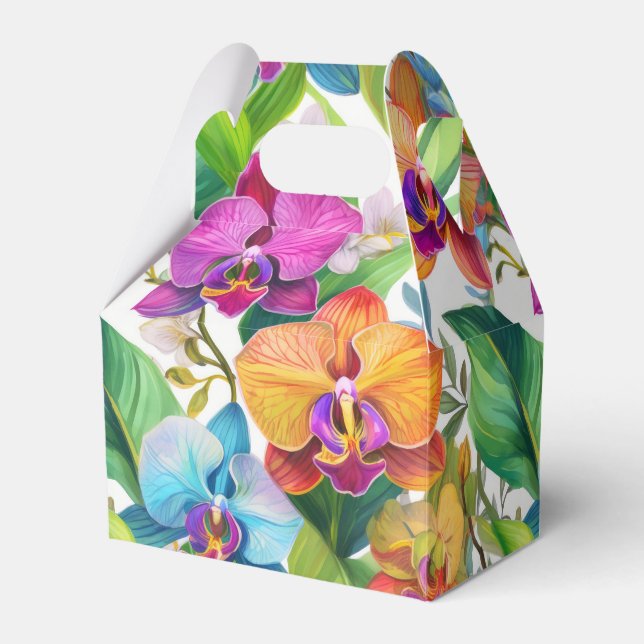 Tropical orchid pattern favour boxes (Front Side)
