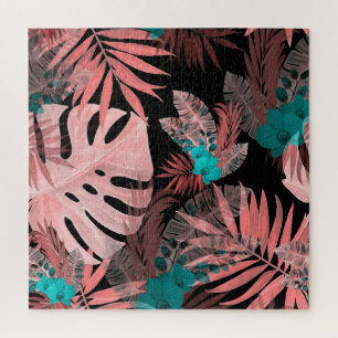 Tropical Orchid Watercolor Seamless Pattern Jigsaw Puzzle