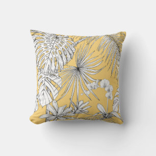 Tropical Orchids: Engraving Vintage Pattern Cushion