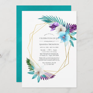 Tropical Orchids Geometric Celebration of Life Invitation