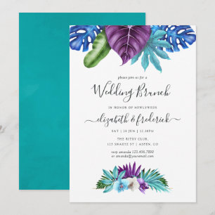 Tropical Orchids Geometric Wedding Brunch Invitation