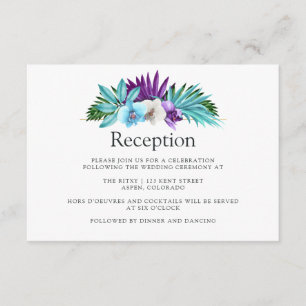 Tropical Orchids Geometric Wedding Reception Enclosure Card