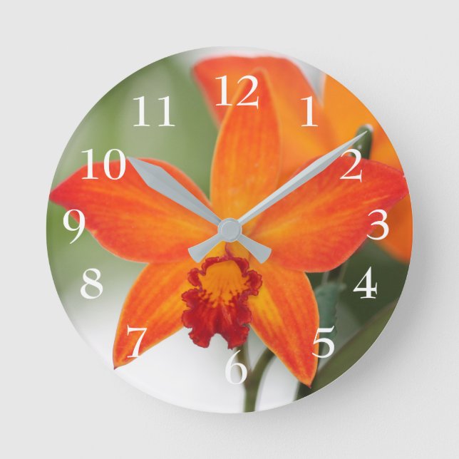 Tropical Orchids Round Clock (Front)