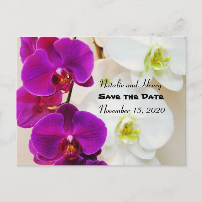 Tropical Orchids Save the Date Announcement Postcard (Front)