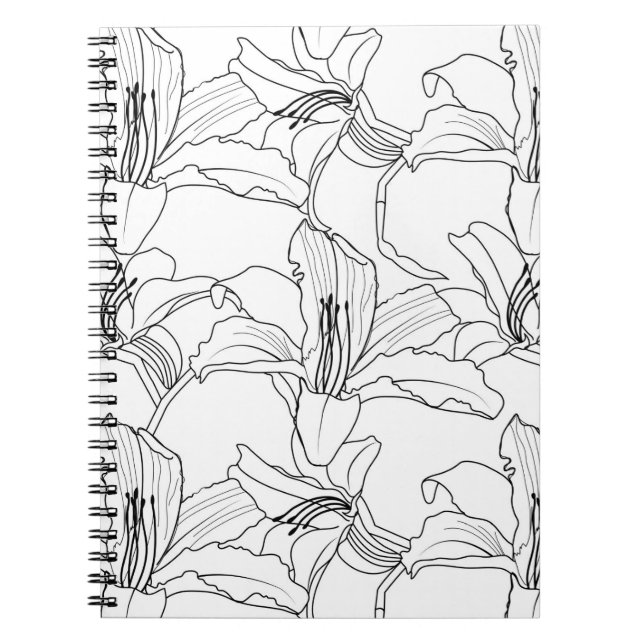 Tropical Outlines Floral Notebook (Front)