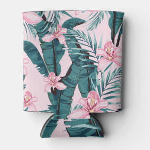 Tropical painting, palm, banana leaf can cooler