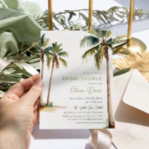 Tropical Palm And Beach Bridal Shower Invitation