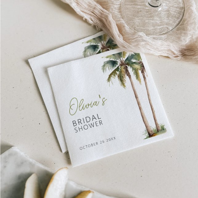 Tropical Palm And Beach Bridal Shower Napkins (Creator Uploaded)