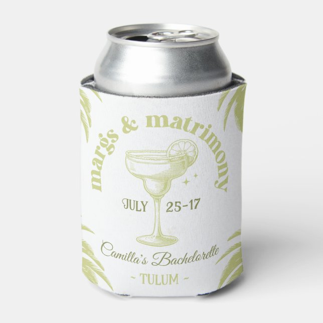 Tropical Palm Bachelorette Party Can Cooler (Can Front)