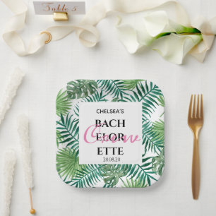 Tropical Palm Bachelorette Weekend Summer Party  Paper Plate