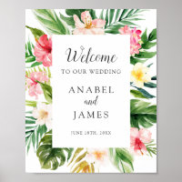 Tropical Palm Banana Leaf Blush Floral Welcome