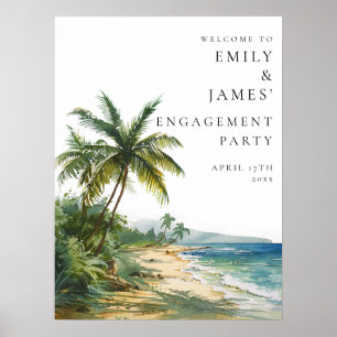 Tropical Palm Beach Engagement Party Welcome Sign