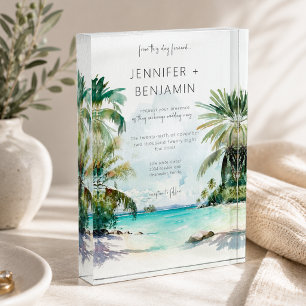 Tropical Palm Beach Modern Invitation Keepsake Photo Block