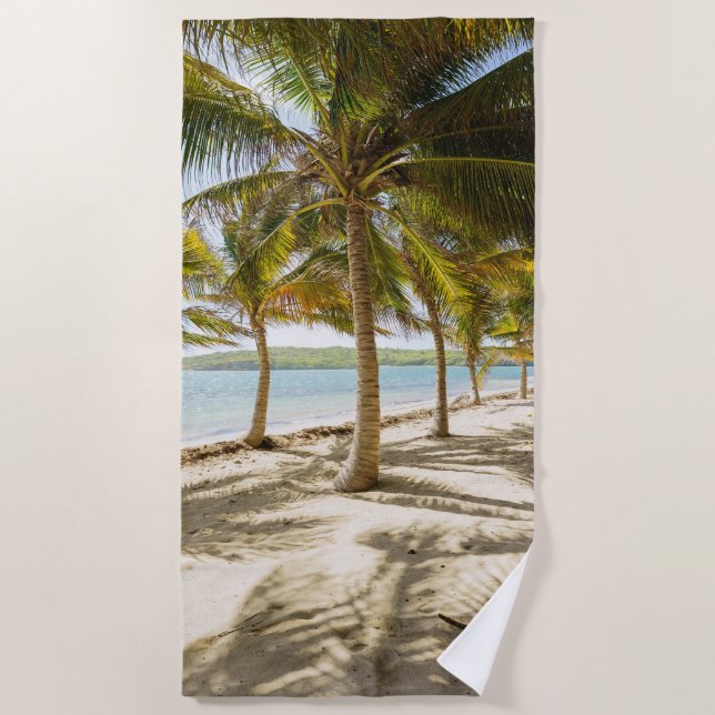Tropical palm beach photo towel (Front)